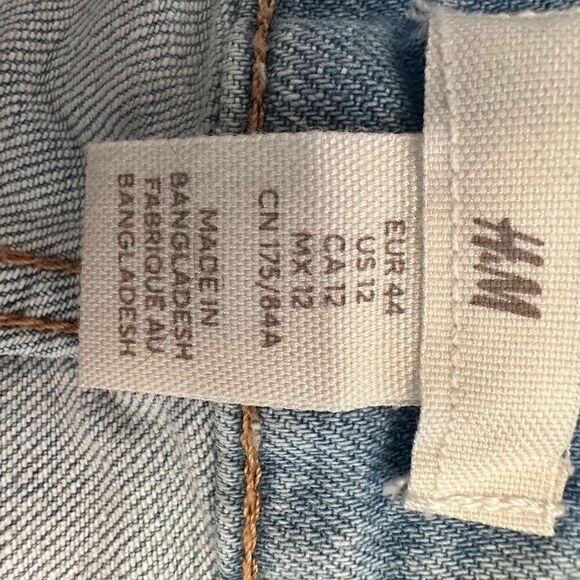 H & M Slim Fit Ripped High Rise Straight Leg Jeans Blue Size 12 - Picture 3 of 4